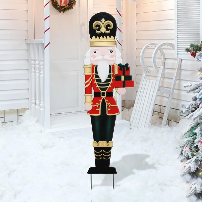 VCUTEKA Christmas Yard Sign Decorations Outdoor Christmas Nutcracker Gifts Yard Signs with Metal Stakes for Xmas Holiday Party Lawn Sign Garden Decor Outdoor Yard Signs - Image 5